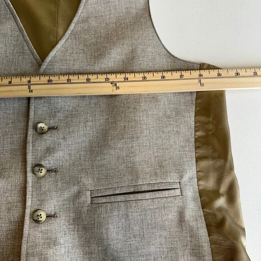 Men's Reversible Plaid Button Vest Size S? Gray Tan Waistcoat READ